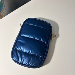 Navy puffer phone pouch NWT